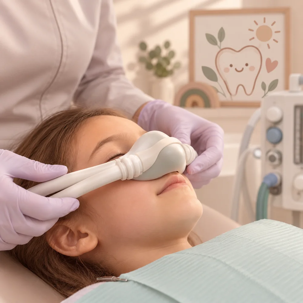Máscara nasal para sedação consciente durante atendimento odontológico infantil